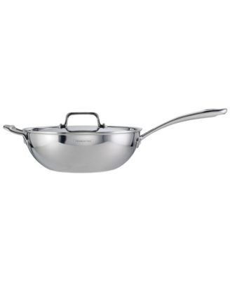 Utsava Tri-Ply Clad Stainless Steel 3.75-Quart Covered Wok
