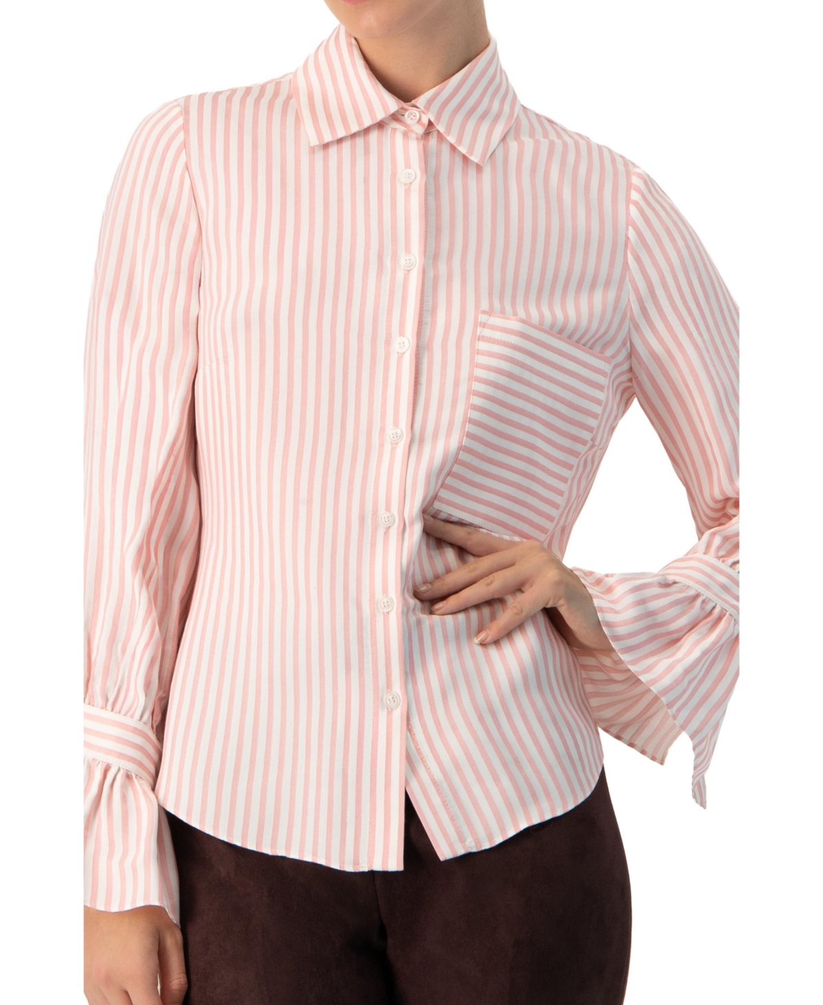 Ivonne Women's Long Sleeve Striped Shirt