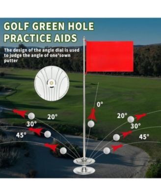 Golf Swing Training Practice Aids Putter Green Hole with Flag Putter Hole Cup Golf Training Equipment Indoor and Outdoor Office Backyard Practice Men Fathers an Ideal Gift for Golfers