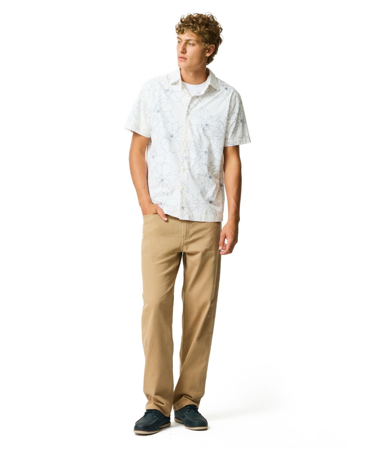 Мужская рубашка Rodd & Gunn Regular Fit Bird Rock Short Sleeve Cotton, цвет: Фарфоровый — фото 6