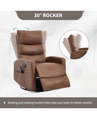 Fabric Rocker & Swivel Manual Recliner Chair with Heat Massage