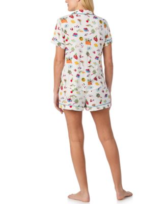 Sleepwear Short-Sleeve Modal Jersey Notch Collar Boxer PJ Set