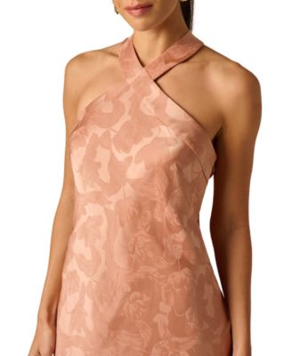 Women's Halter Neck Tail Woven Ball Gown