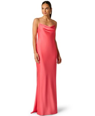 Women's Beaded Straps Cowl Neck Ball Gown
