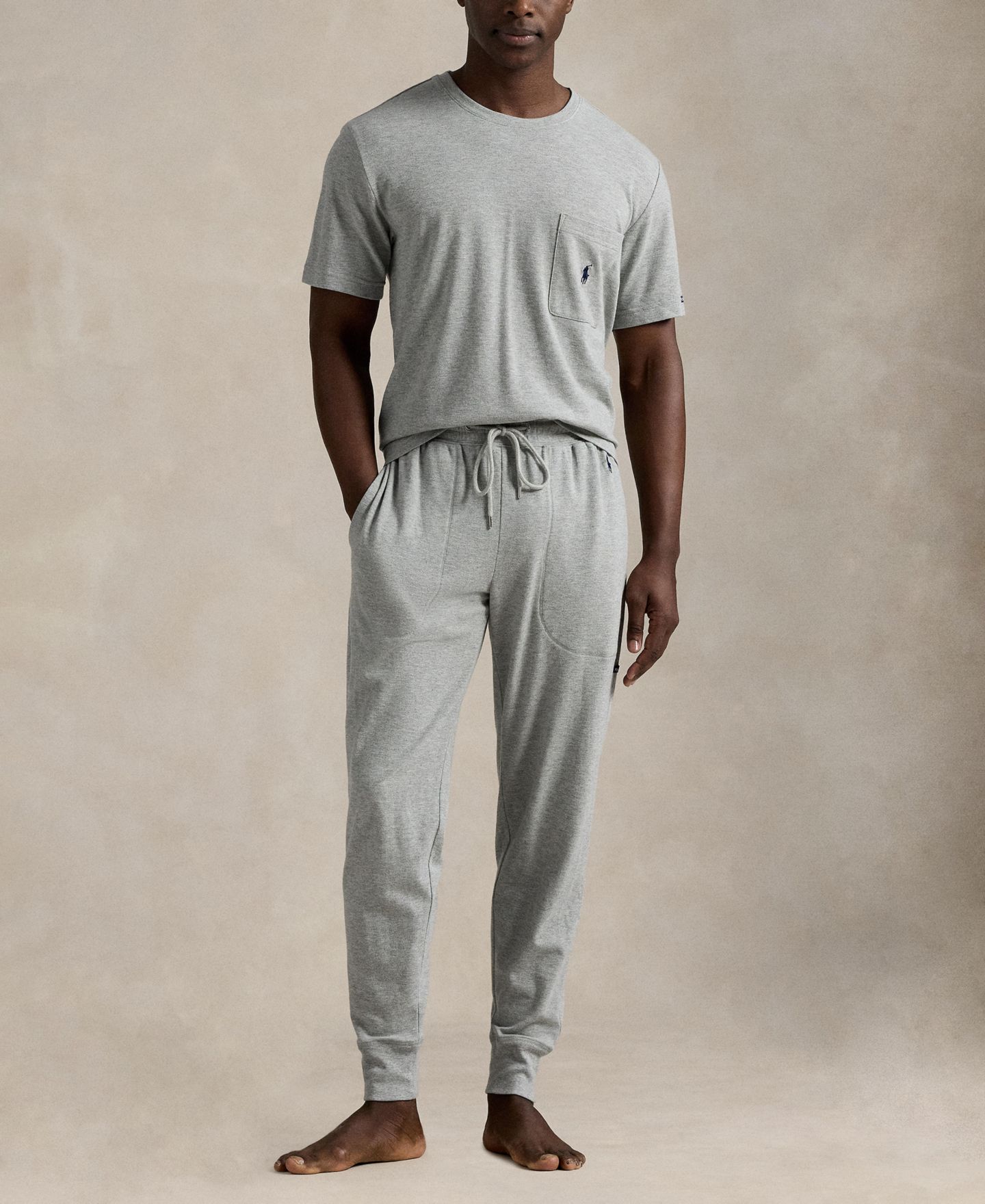 Свитшоты Featherweight для мужчин, круглый вырез — Polo Ralph Lauren, цвет: Меланжевый / Тёмно-синий — фото 2