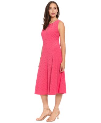 Women's Keyhole Eyelet Sleeveless Midi Dress