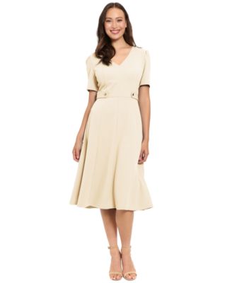 Women's V-Neck Side Tab Midi Dress