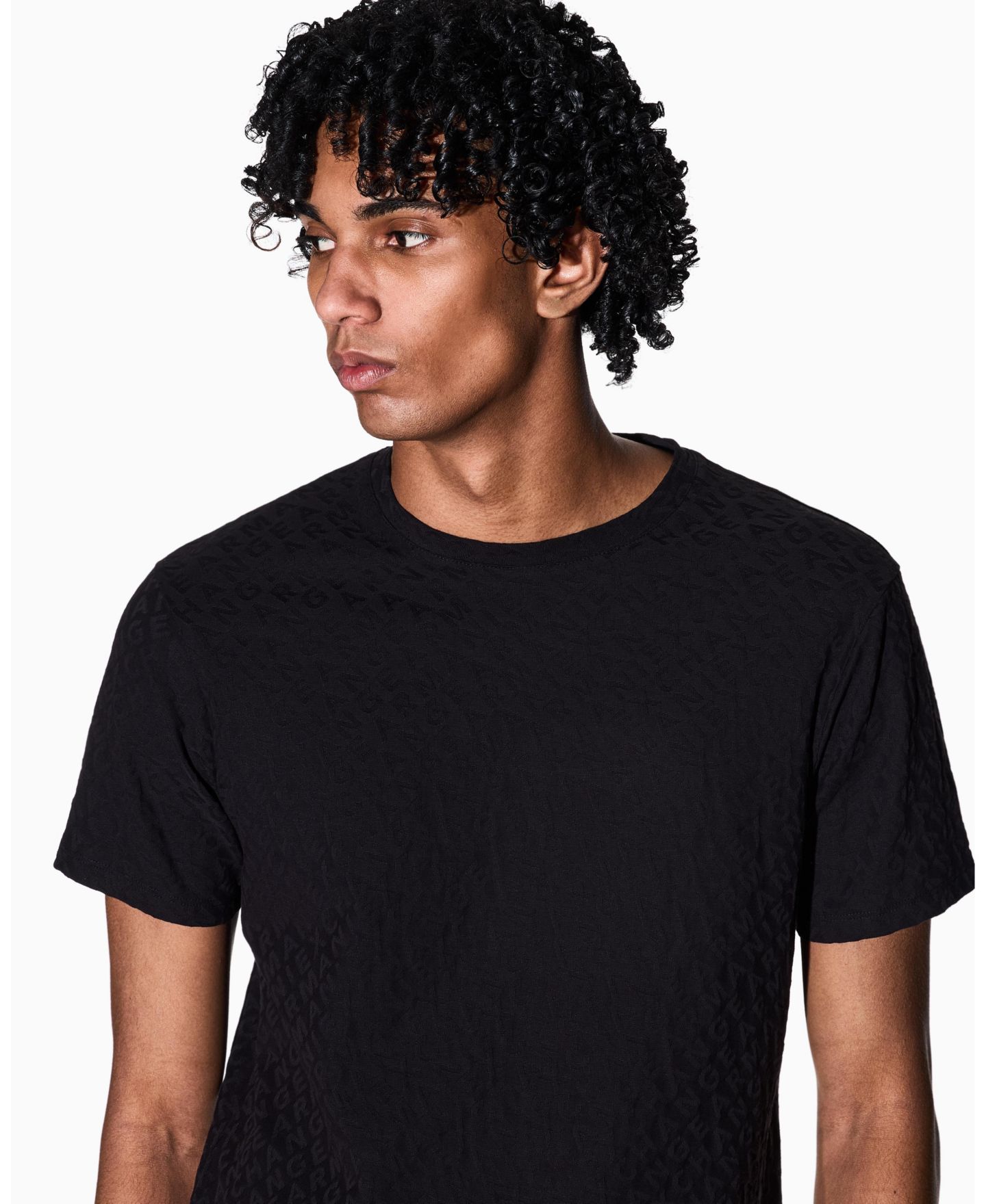 Мужская футболка A|X Armani Exchange Short Sleeve Mercerized Cotton All Over Logo, цвет: Чёрный — фото 4