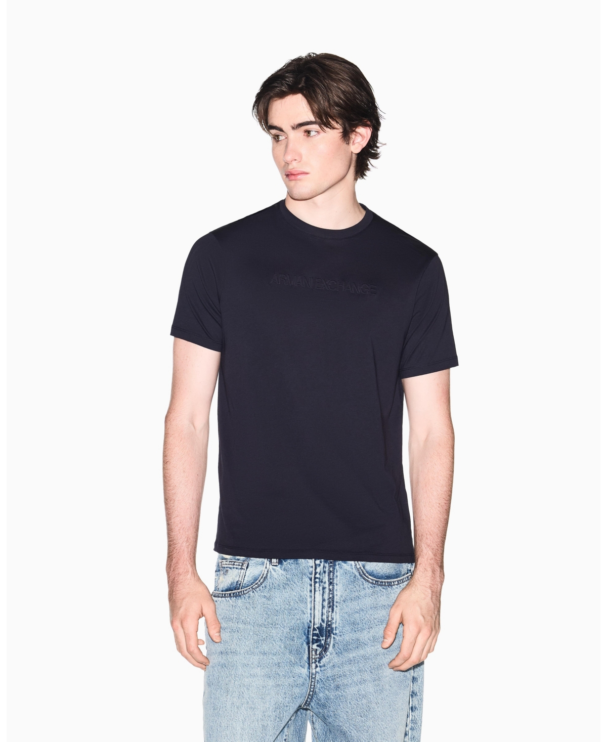 A|X Armani Exchange Men's Short Sleeve Tonal Logo T-Shirt - Deep Navy