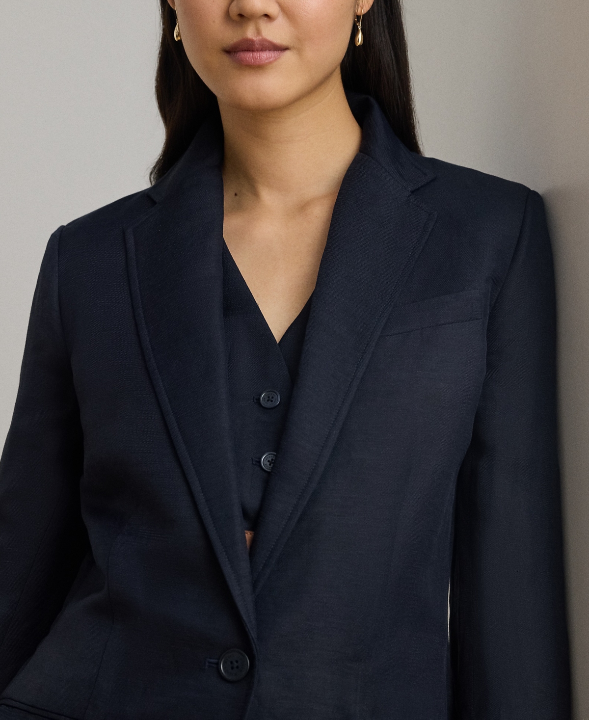 Lauren Ralph Petite Notch Lapel Twill Blazer