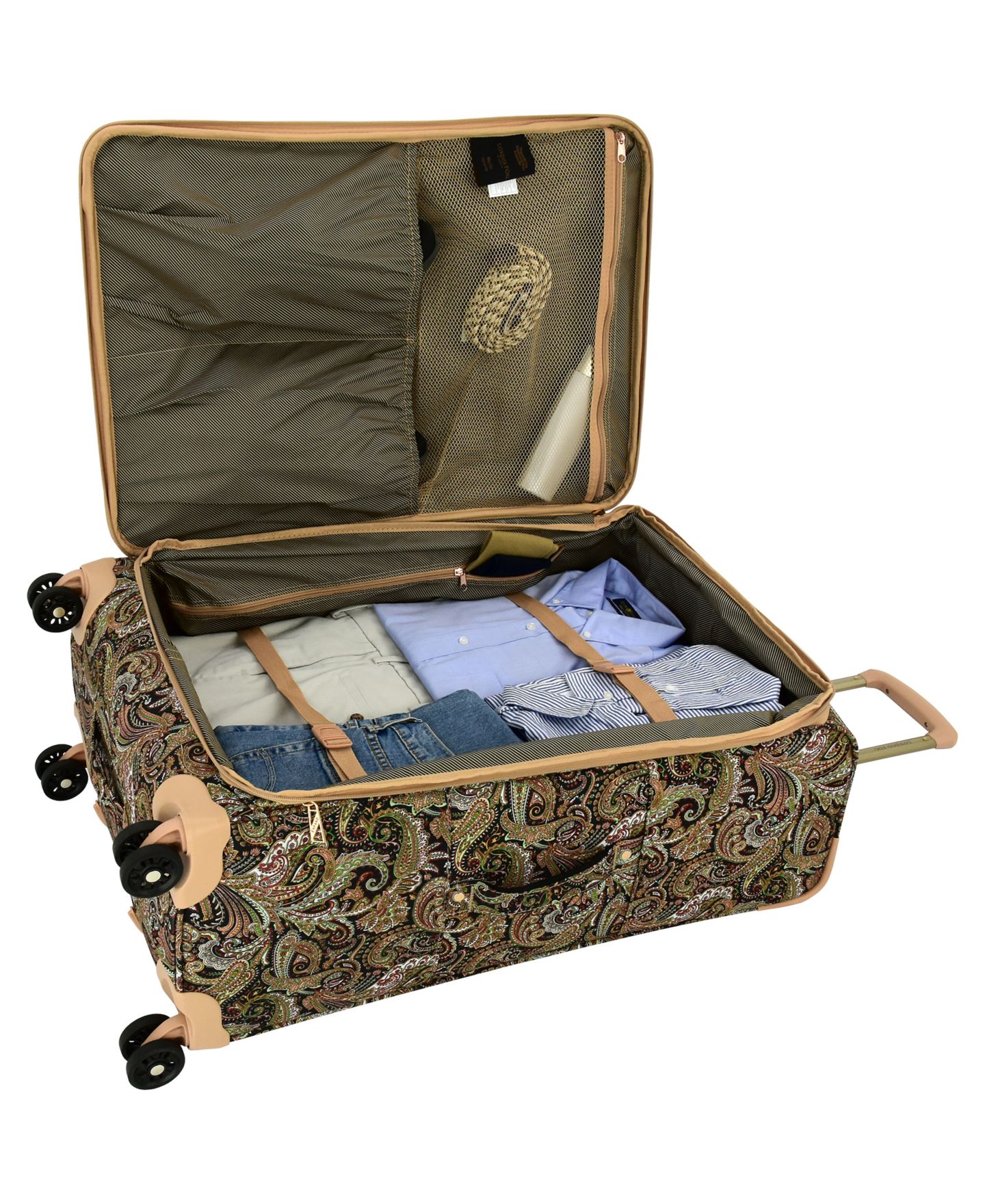 Чемодан London Fog Mayfair Medium Expandable Softside Spinner, цвет: Чёрный песочный — фото 2