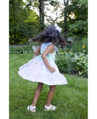 Little Girls Seersucker Dress With Tulips