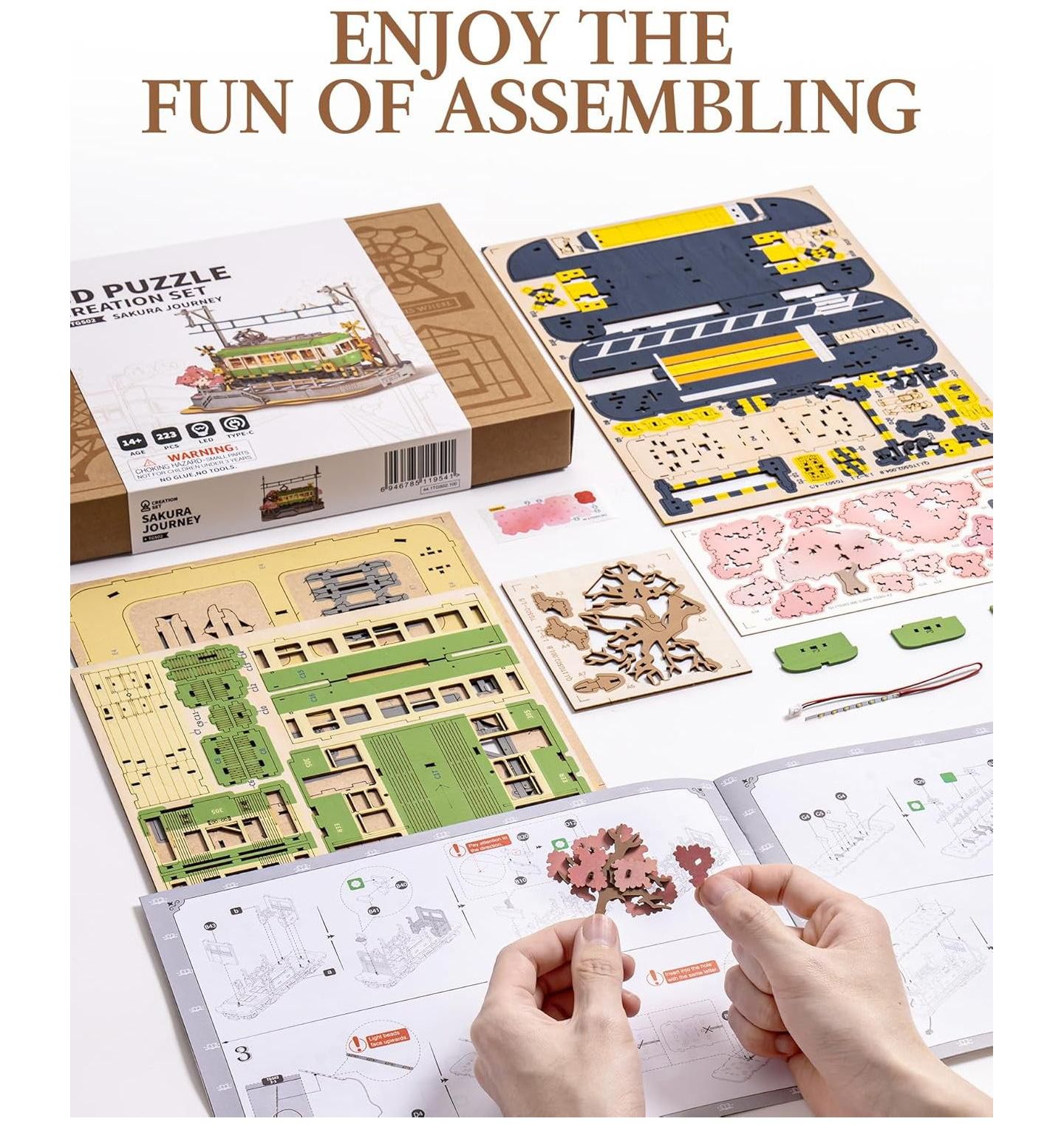 Детский пазл Robotime Sakura Journey 223-Piece 3D Wooden Puzzle, Ages 14+ — фото 8