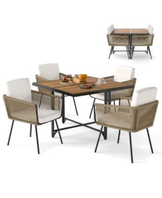 5 Pieces Patio Dining Set Outdoor Rectangular Table and Chairs Furniture Set