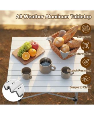 Roll-Up Camping Table with Metal Legs, Outdoor