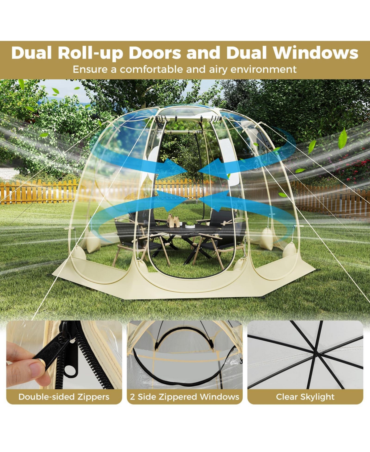 Mecale Clear Bubble Tent Transparent Pvc Igloo, Instant Screen House