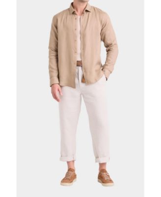 Men's Men Long-Sleeve Linen Shirt Semi-Fitted Silhouette