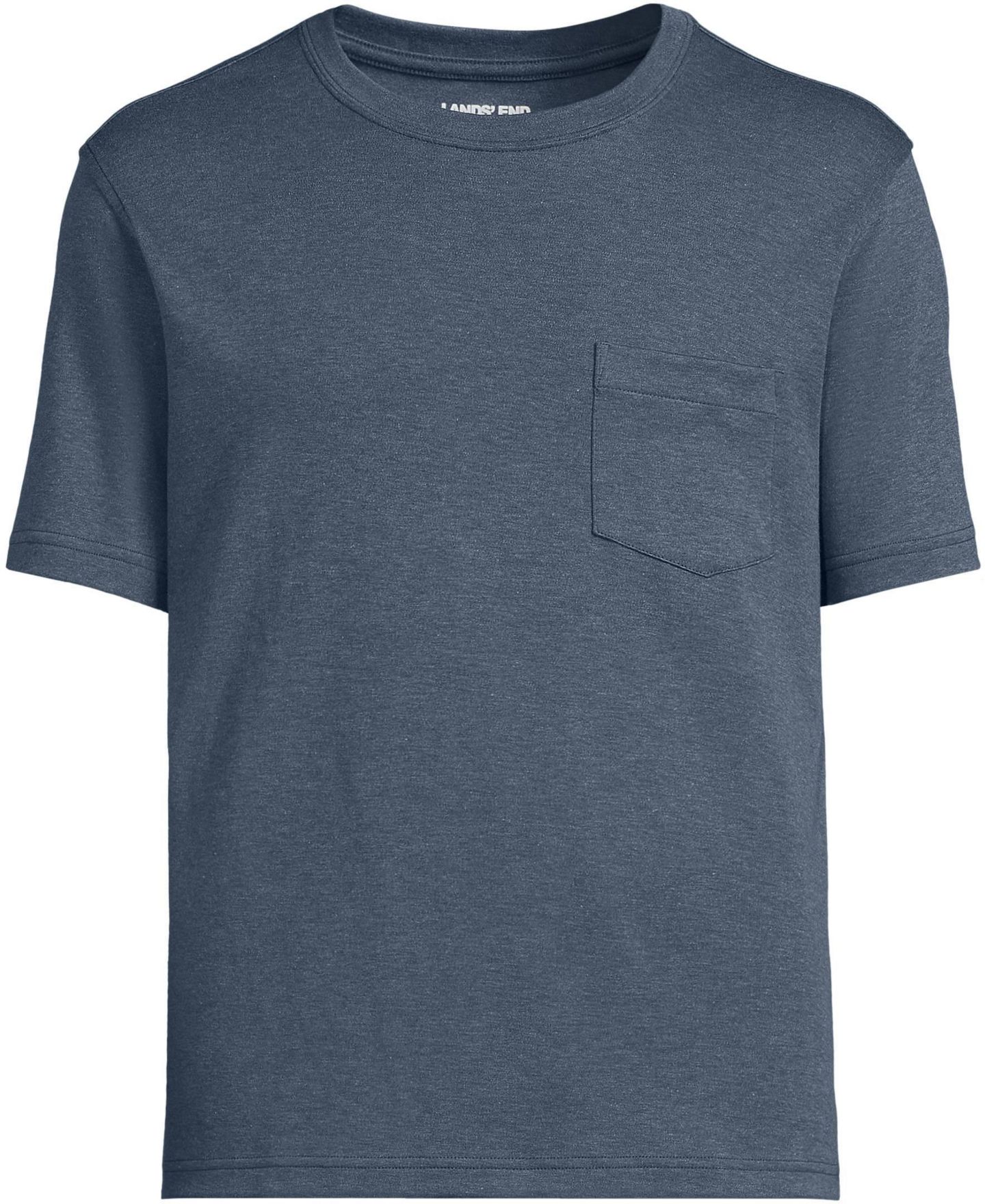 Мужская футболка Lands' End Big & Tall Short Sleeve Cotton Supima With Pocket, цвет: Сумеречный индиго меланжевый — фото 3