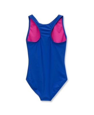 Girls Chlorine Resistant Sporty Racer Back One Piece Swimsuit