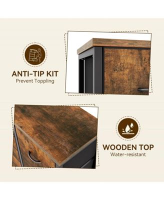 48" H Tall Dresser with 15 Drawers, Fabric Storage Dresser with Steel Frame & Wood Top, Sturdy Dressers for Bedroom, Closet, Hallway