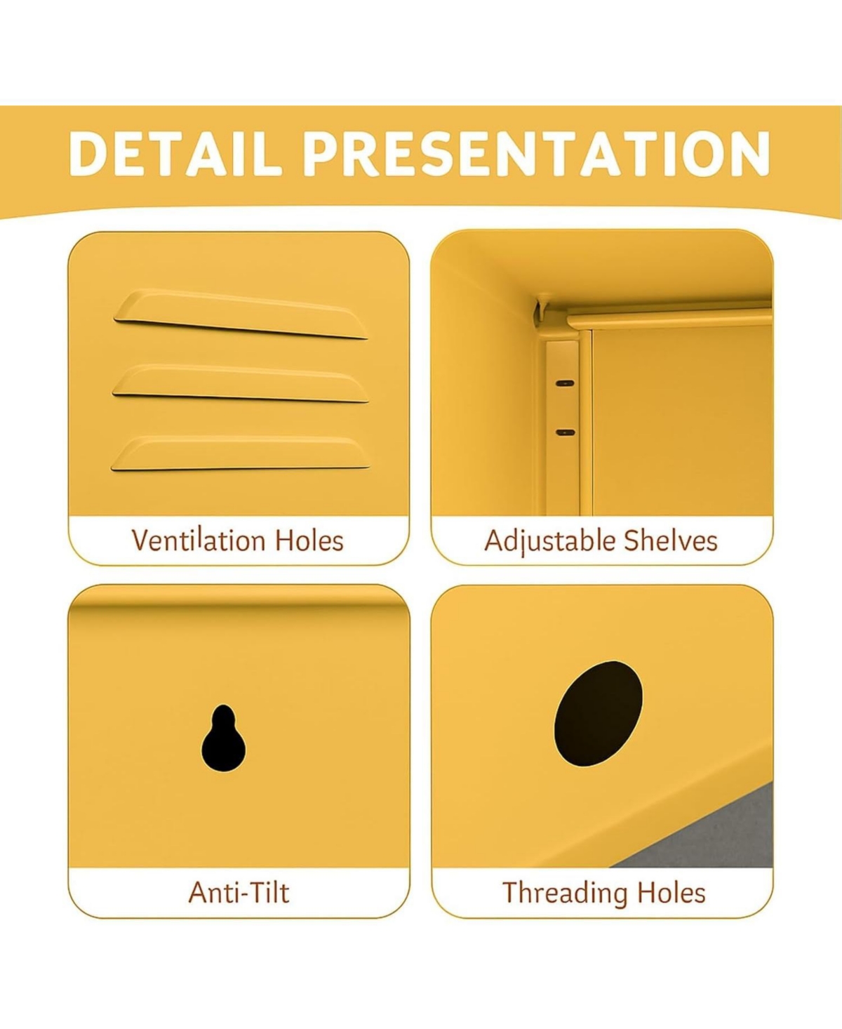 gaomon Metal Locker Nightstand with Door & Shelf, Modern Steel Bedside Storage Cabinet