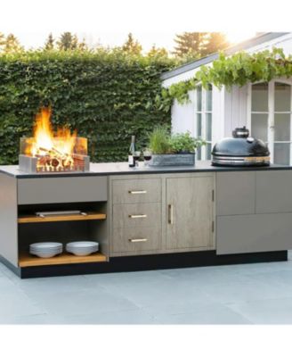 PeakPursuit Stainless Steel Outdoor Kitchen Door Drawer Combo - Triple Drawers & Access Door, Propane Storage & Adjustable Garbage Ring