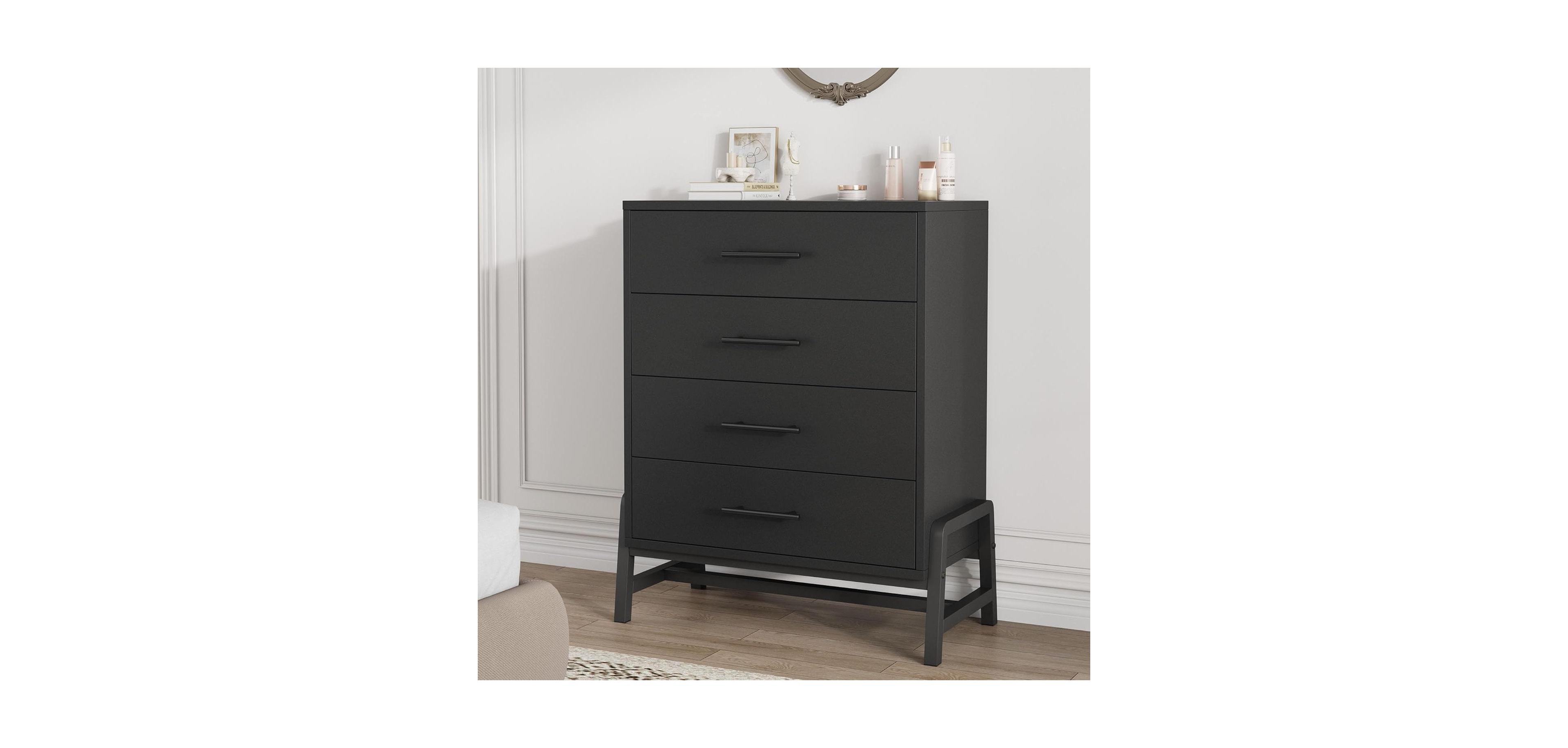 gaomon 4 Dresser for Bedroom, 38.6 in Tall Dresser, Tall Drawer with Storage Freestanding, Wooden Closet Storage Chest for Living Room, Bedroom