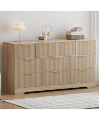 Fluted Dresser for Bedroom with 10 Drawers, 59" Wide Modern Chest of Drawers with Wood Frame , Storage Organizer