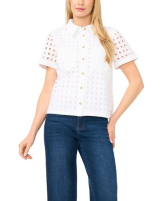 Women's Short-Sleeve Collared Button-Down Shirt
