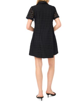 Women's Collared Short-Sleeve Babydoll Mini Dress