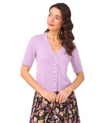 Women's V-Neck Short-Sleeve Cardigan