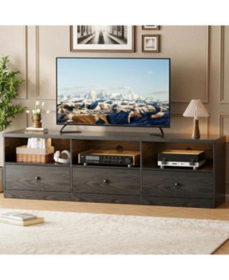 Modern TV Stand with 3 Storage Drawers and Open Shelves for 75" TVs