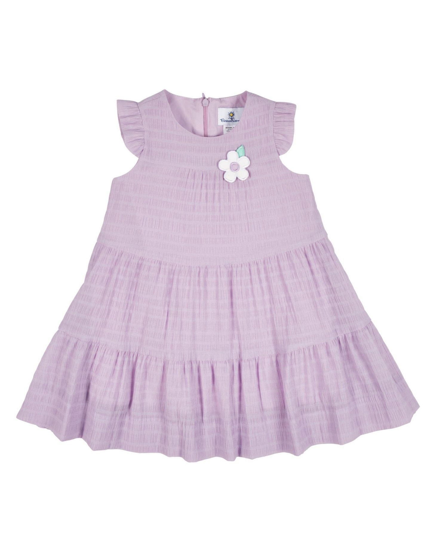 Платье Florence Eiseman Crinkle Lawn Dress With Flower для девочек, цвет: Фиолетовый — фото 1