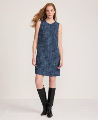 Women's Washable Tweed Sleeveless Above the Knee Dress