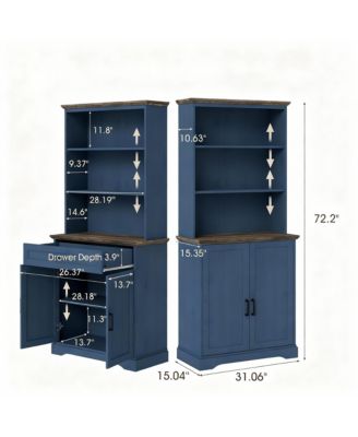 5-Tier Adjustable Storage Bookshelf with Cabinet-Adjustable 72" Tall bookcase for Living Rooms and Offices