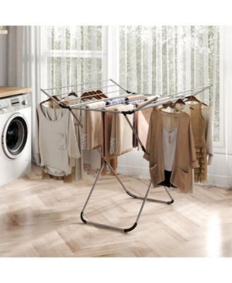 Folding Aluminum Clothes Drying Rack with 2 Side Wings, Laundry Airer