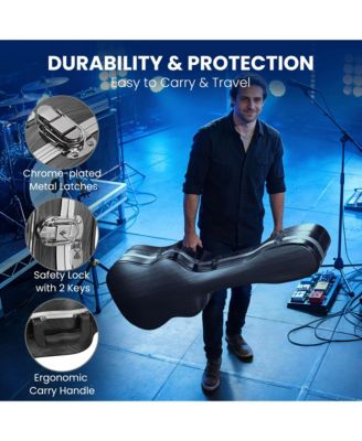ABS Acoustic Guitar Case with Backpack Straps & Stand Kit Fits for 41" Lockable Hardshell Carrying Case