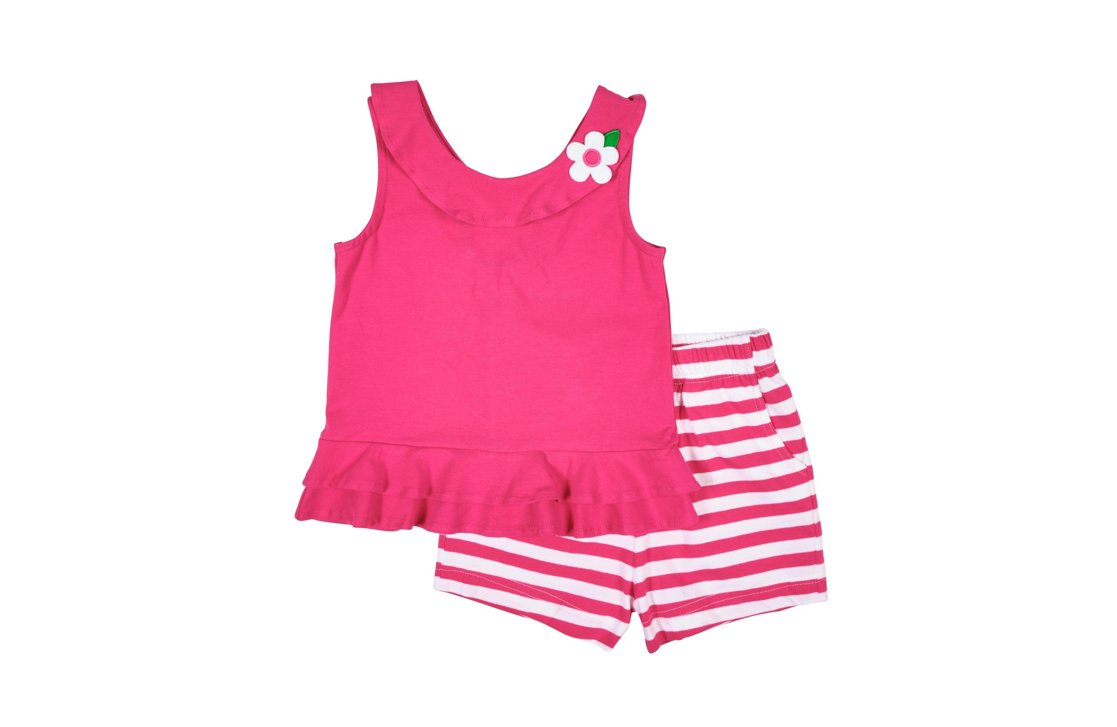 Florence Eiseman Big Girls Knit Top With Flower And Short Set