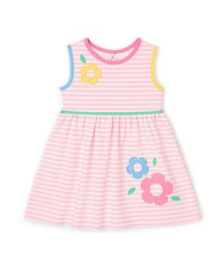 Toddler Girls Stripe Knit Dress With Flowers