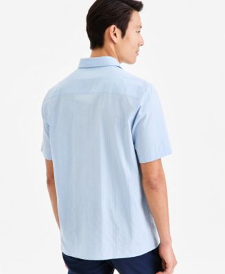 Men's Short-Sleeve Solid Texture Shirt