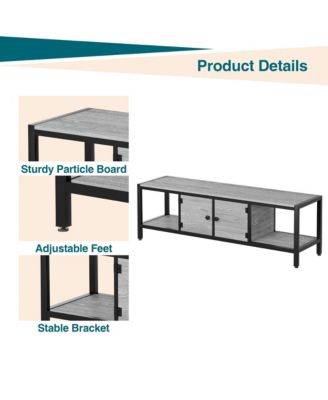 58" Wooden Farmhouse TV Stand for Bedroom, Fits 65" TVs, Cabinet with Open Storage Shelves