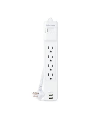 P406U 4-Outlet Home/Office Surge Protector with 2x USB-A Port, White
