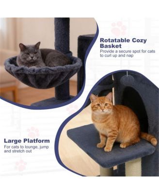 33.5" Cat Tree with 2 Tier Condo, Sisal Posts & Anti Toppling Device