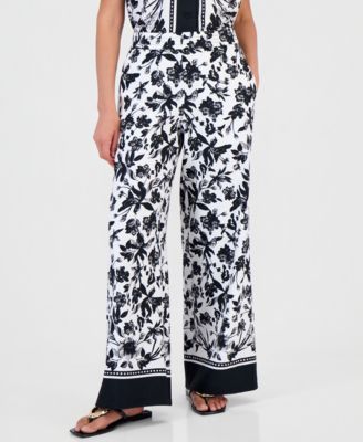 Petite Printed Wide-Leg Pants