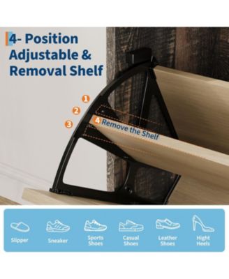 Shoe Cabinet Storage with 4 Flip Drawers, Freestanding Shoe Storage Orgzr Cabinet for Entryway, Narrow Shoe Rack Cabinet with 3-Tier Adjustable