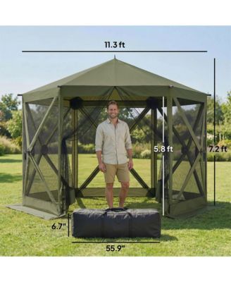 10 x 11 ft Pop Up Gazebo Screen Tent, Inst Camping Canopy