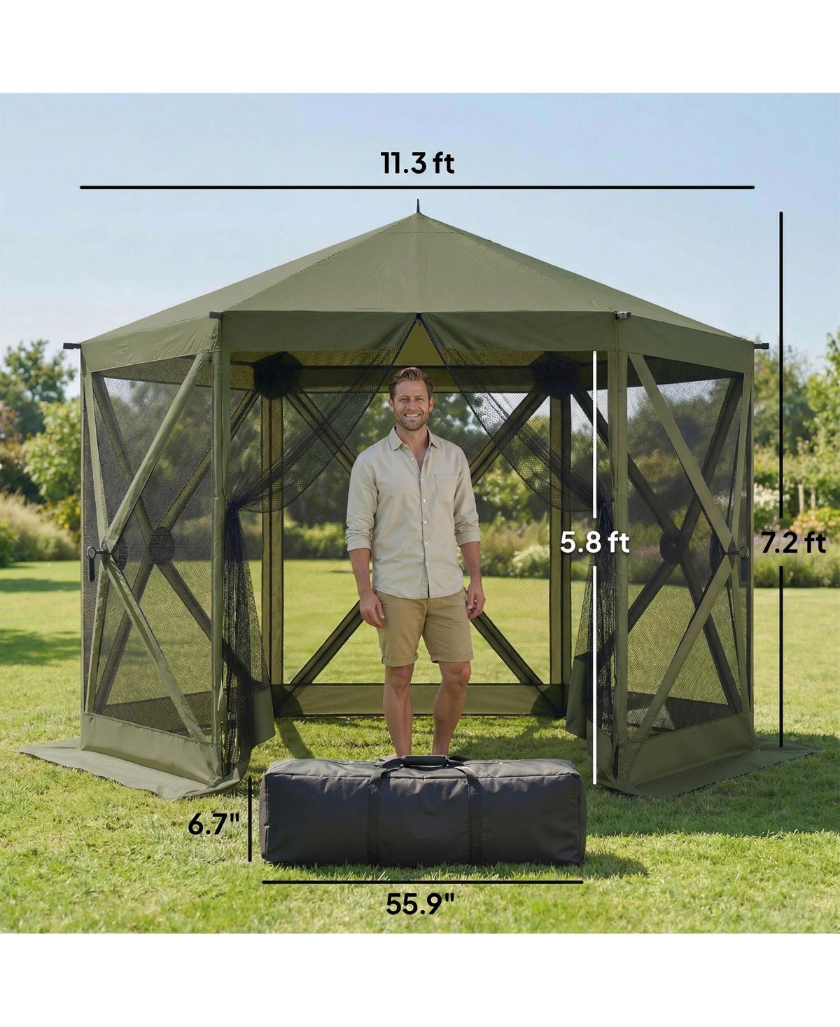 Outsunny 10 x 11 ft Pop Up Gazebo Screen Tent, Inst Camping Canopy
