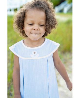 Toddler Girls Linen Look Dress With Vintage Flower