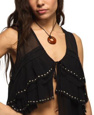 Women's Festival Studded Ruffle Vest Top