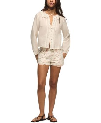 Women's Festival Floral Print Mid-Rise Shorts